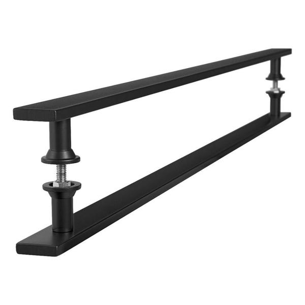 Imagem de Puxador Barra Chata Inox Preto Para Porta De Madeira 70 Cm