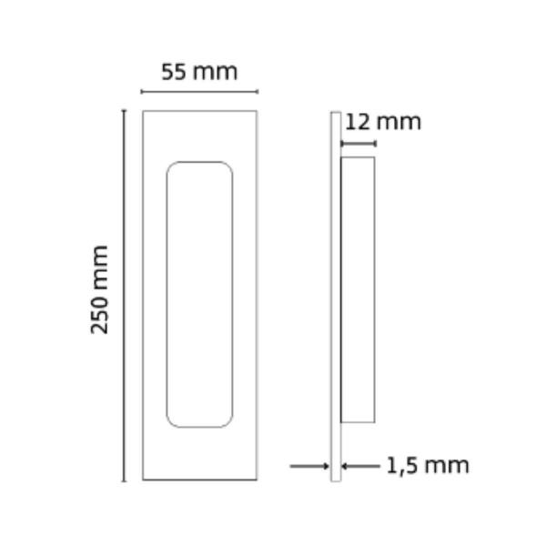 Imagem de Puxador Concha Embutir Porta Inox 304 Escovado 25 Cm