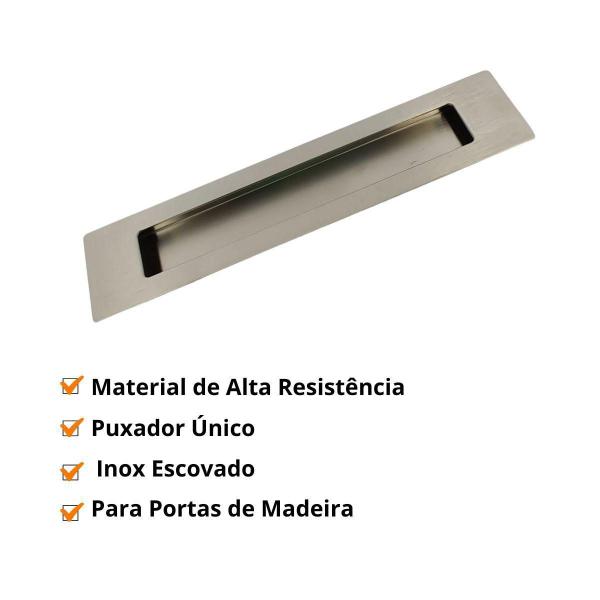 Imagem de Puxador Concha Embutir Porta Inox 304 Escovado 25 Cm