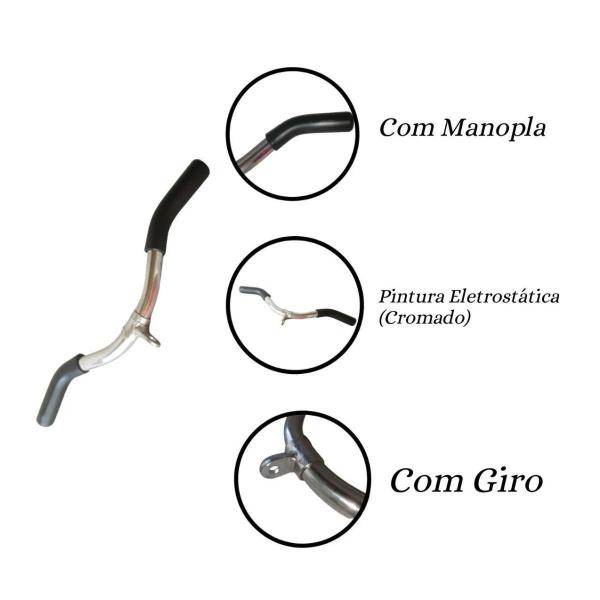 Imagem de Puxador Cromado Triceps Bigode Maciço Com Giro Musculação