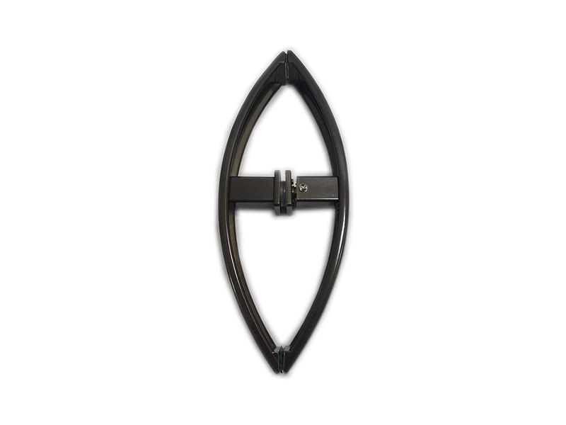 Imagem de Puxador curvo com 1 furo 27cm para porta de vidro e portão - Bronze