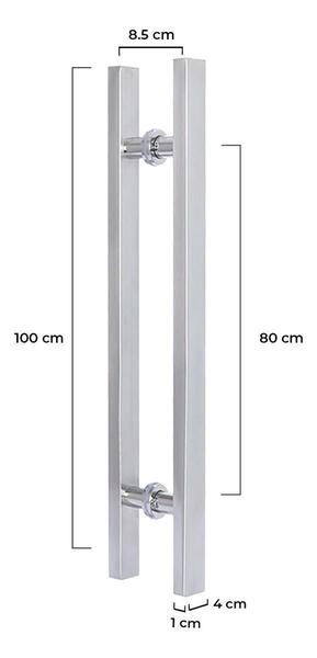 Imagem de Puxador De Porta 1 Metro Inox 304 Escovado Madeira Vidro