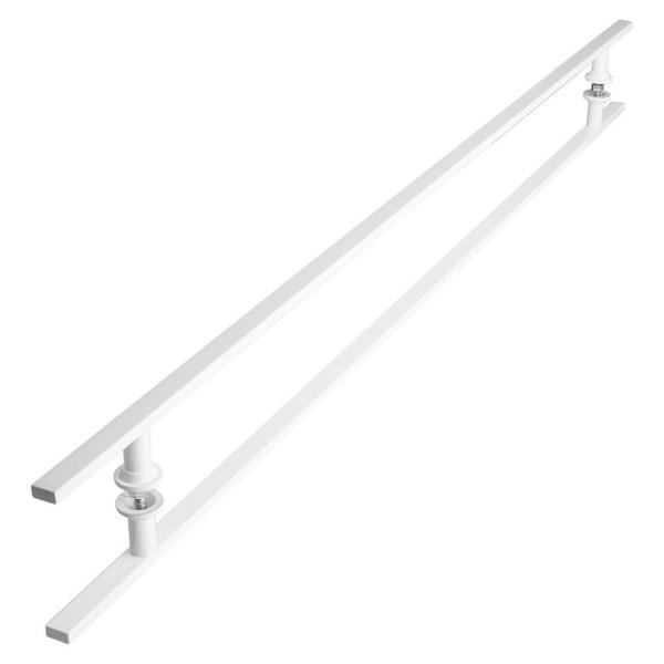 Imagem de Puxador De Porta Branco Vidro Pivotante Madeira 120cm M.S