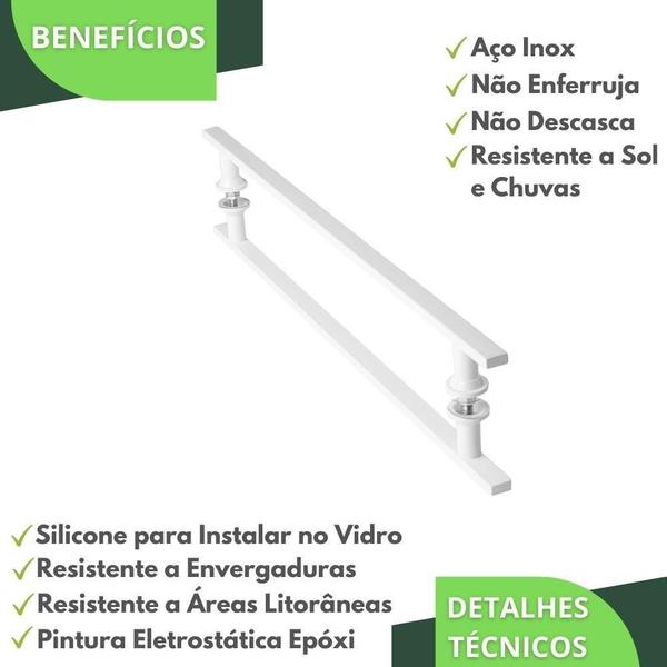 Imagem de Puxador De Porta Branco Vidro Pivotante Madeira 50Cm M.S