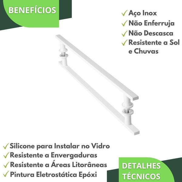 Imagem de Puxador De Porta Branco Vidro Pivotante Madeira 60cm M.S