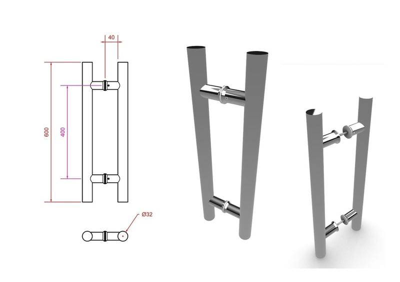 Imagem de Puxador de Porta Inox Tubular Polido 60cm