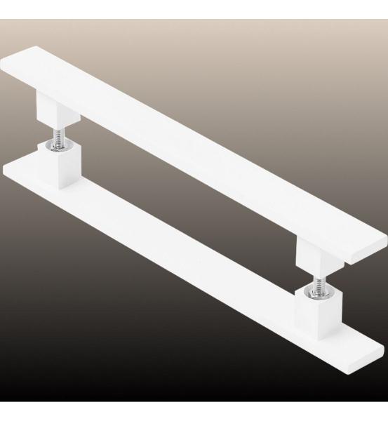 Imagem de Puxador De Porta Pivotante Barra Chata Duplo Branco 1 Metro