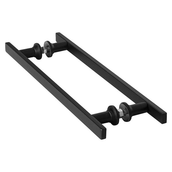 Imagem de Puxador De Porta Preto Inox Vidro Pivotante 30cm M.S