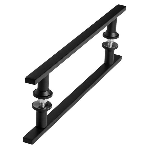 Imagem de Puxador De Porta Preto Inox Vidro Pivotante 40cm M.S