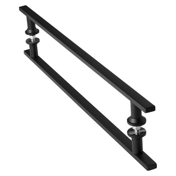 Puxador De Porta Preto Inox Vidro Pivotante 60cm M.S - MetalCromo Imagem de Puxador De Porta Preto Inox Vidro Pivotante 60cm M.S