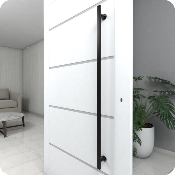 Puxador De Porta Preto Inox Vidro Pivotante 60cm M.S - MetalCromo Imagem de Puxador De Porta Preto Inox Vidro Pivotante 60cm M.S