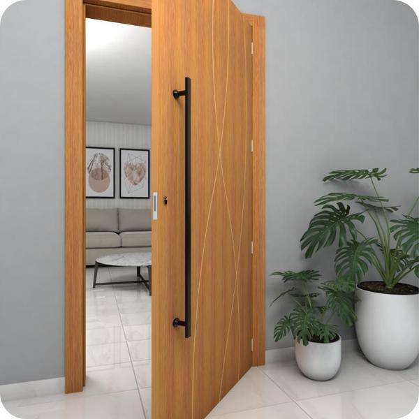 Puxador De Porta Preto Inox Vidro Pivotante 60cm M.S - MetalCromo Imagem de Puxador De Porta Preto Inox Vidro Pivotante 60cm M.S