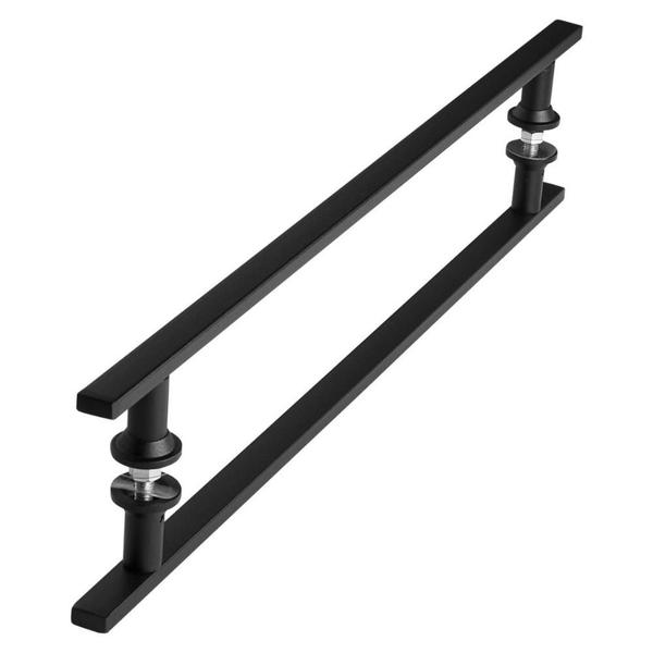 Puxador De Porta Preto Inox Vidro Pivotante 60cm M.S - MetalCromo Imagem de Puxador De Porta Preto Inox Vidro Pivotante 60cm M.S
