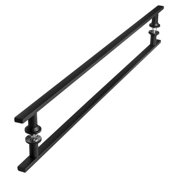 Puxador De Porta Preto Inox Vidro Pivotante 70cm M.S - HomeFull Imagem de Puxador De Porta Preto Inox Vidro Pivotante 70cm M.S