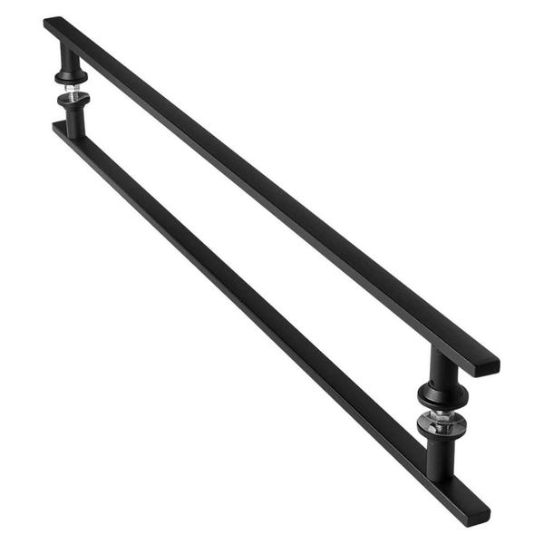 Imagem de Puxador De Porta Preto Inox Vidro Pivotante 80cm M.S