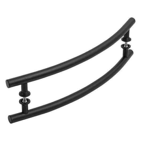 Imagem de Puxador De Porta Tubular Curvo Lateral Preto 80Cm