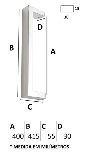 Imagem de Puxador Duplo DF 905-Inox 202 - Escovado - 40 cm