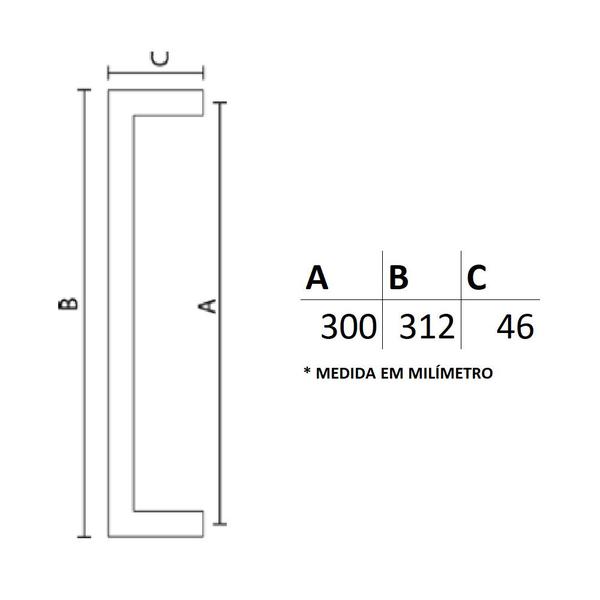 Imagem de Puxador Duplo DF 991 - Preto - 30 cm