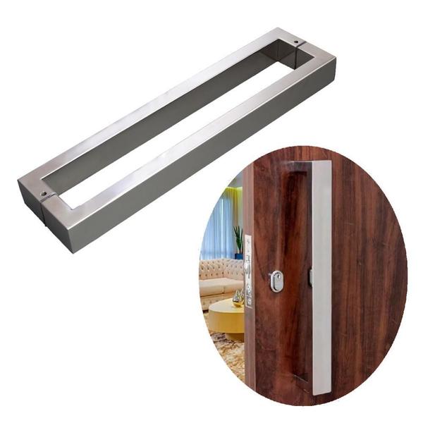 Puxador Duplo Inox Geris 40x20mm - Portas Madeira/Vidro Imagem de Puxador Duplo Inox Geris 40x20mm - Portas Madeira/Vidro