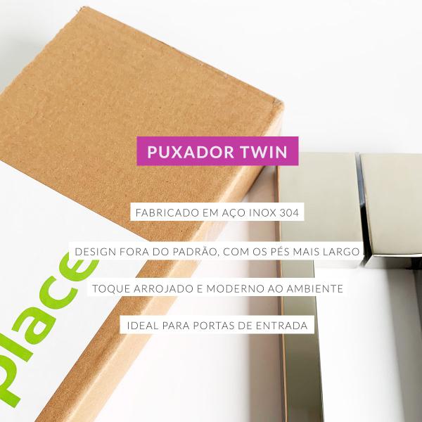 Puxador Duplo Para Porta Pivotante Em Aço Inox Twin 40cm - DECORPLACE Imagem de Puxador Duplo Para Porta Pivotante Em Aço Inox Twin 40cm