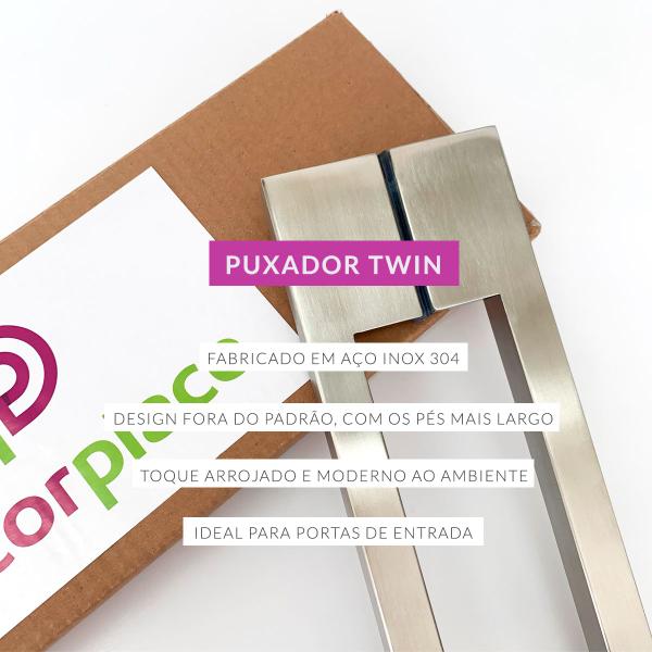 Imagem de Puxador Duplo Para Porta Pivotante Em Aço Inox Twin 80cm