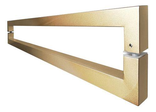 Imagem de Puxador Duplo Quadrado Aço Inox Beauty Dourado Champanhe 1m