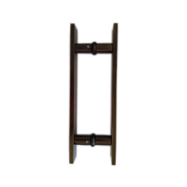 Puxador H duplo 30x20cm reto barra chata para porta de vidro e portão - Bronze - Demarcos Engenharia Imagem de Puxador H duplo 30x20cm reto barra chata para porta de vidro e portão - Bronze