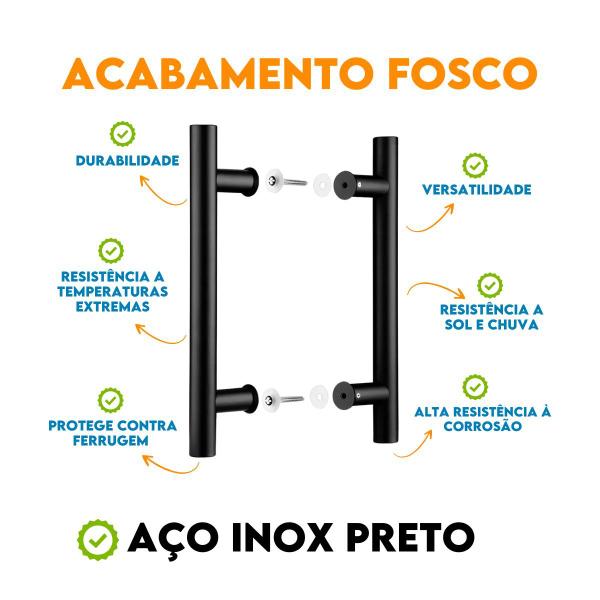 Imagem de Puxador H Tubular 40cm Inox Preto Fosco Porta Vidro Madeira