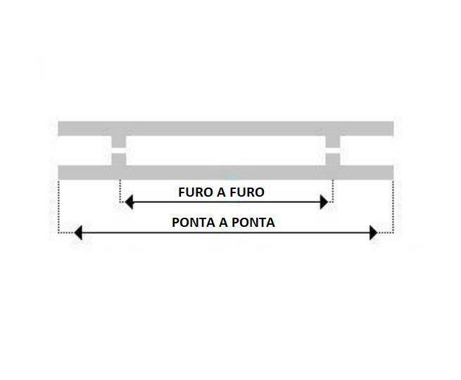 Imagem de Puxador H Tubular Duplo Porta Madeira Vidro 30Cm Polido