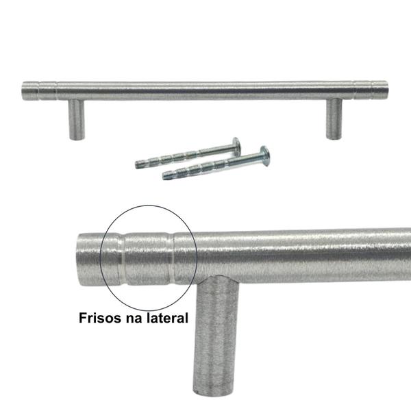 Imagem de Puxador Haste Alumínio Acetinado Frisos 320mm Gavetas 3 Un