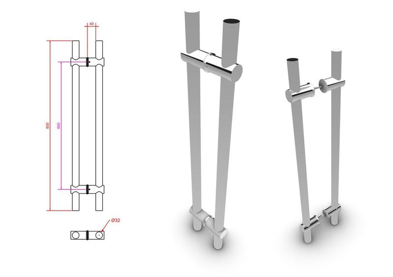 Imagem de Puxador Inox 60 Cm Polido Tubular Modelo Ajustável