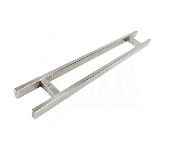 Imagem de Puxador Inox Duplo Para Porta Barra Chata Escovado 100 Cm