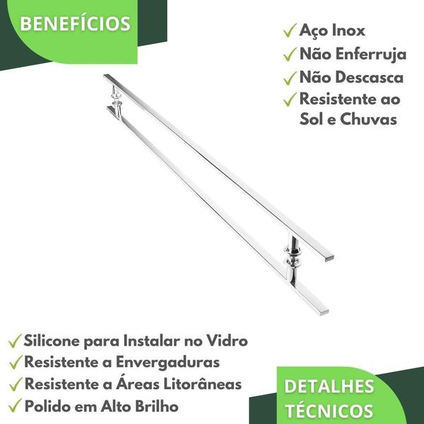 Imagem de Puxador Inox Para Porta De Correr Vidro Madeira 180 cm M.S