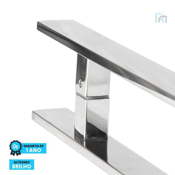 Imagem de Puxador Inox Polido Porta Pivotante Pé Quadrado 80CM 40x10