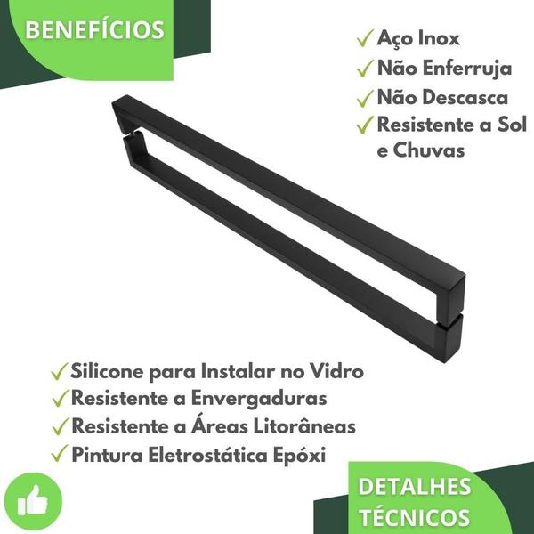 Imagem de Puxador Inox U Para Porta Pivotante Preto Fosco 1.20 metro