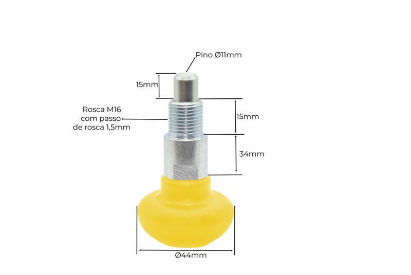 Imagem de Puxador Manipulo Esférico 2 Corpos Amarelo Academia Com Puxe + Bucha Roscada