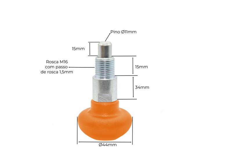 Imagem de Puxador Manipulo Esférico 2 Corpos Laranja Academia- Sem puxe + Bucha Roscada