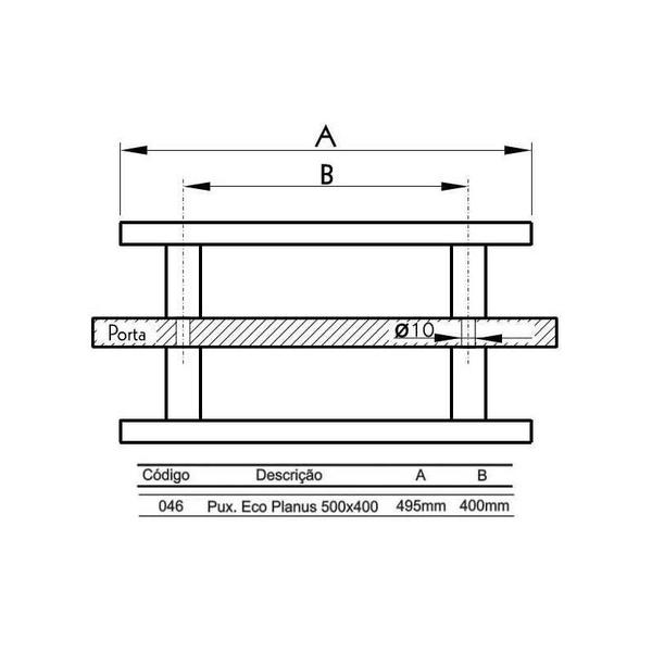 Imagem de Puxador para porta duplo 400mm planus eco inox escovado  i046ie   geris