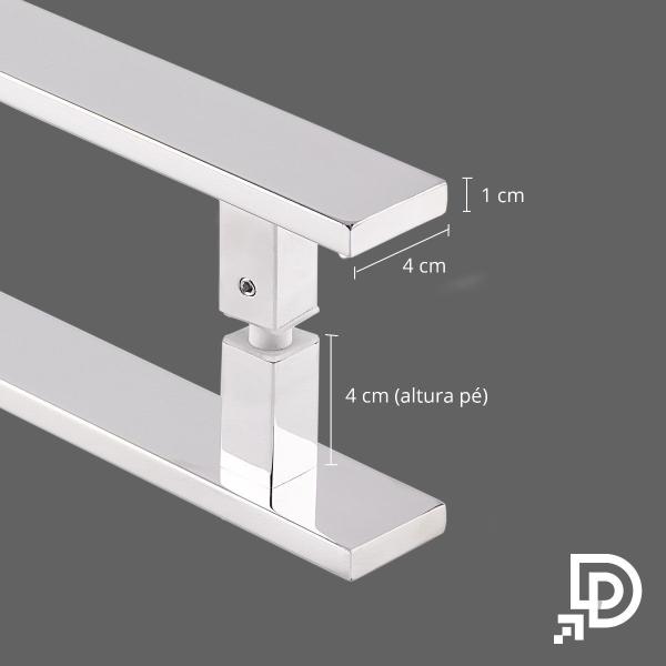 Imagem de Puxador Porta Duplo Em Aço Inox 40 Cm Modelo Flat Dourado