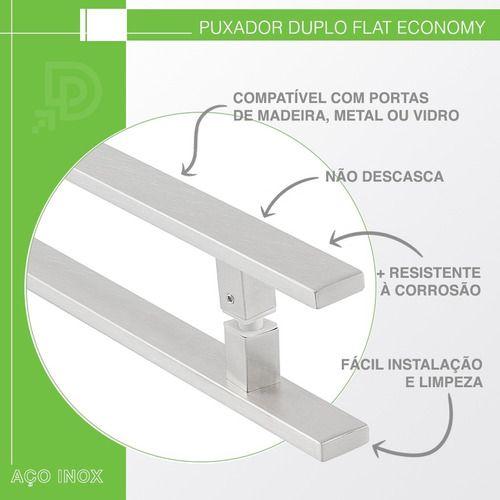 Imagem de Puxador Porta Duplo Em Aço Inox 50cm Modelo Flat Economy