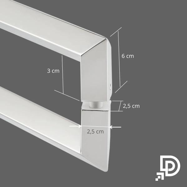 Imagem de Puxador Porta Duplo Em Aço Inox 60cm Modelo Diamond