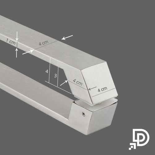 Imagem de Puxador Porta Duplo Em Aço Inox 80cm Modelo Done