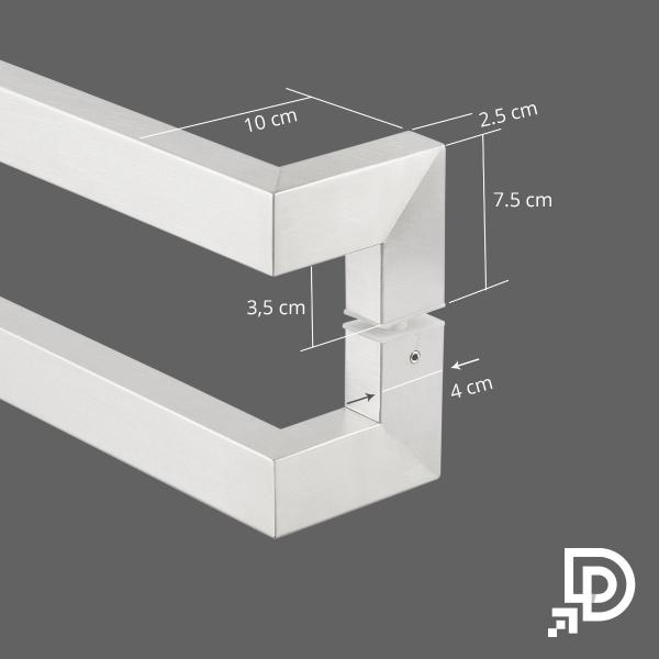 Imagem de Puxador Porta Duplo Em Aço Inox 80Cm Modelo Solution