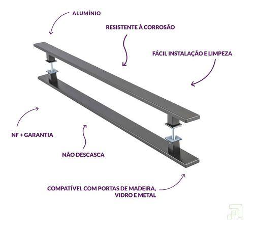 Imagem de Puxador Porta Duplo Em Alumínio 100cm Modelo Flat Aluminum