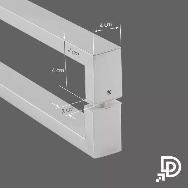 Imagem de Puxador Porta Duplo Square Inox 40cm Quadrado Preto Fosco