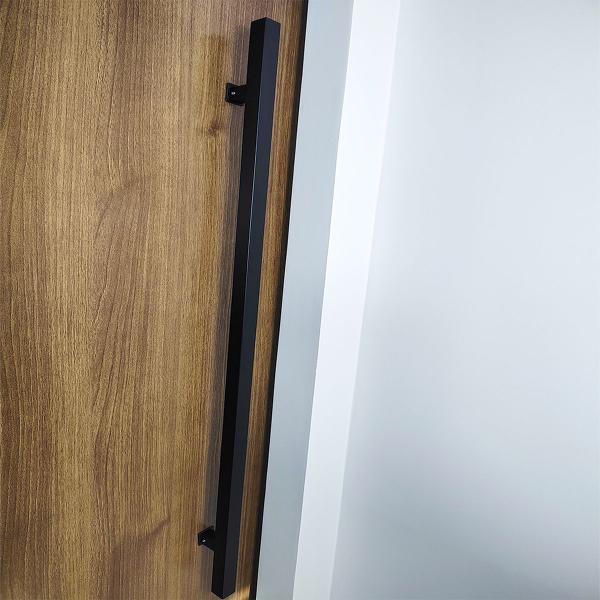 Imagem de Puxador Porta Madeira Vidro Pivotante Inox Piazza 60 cm Preto