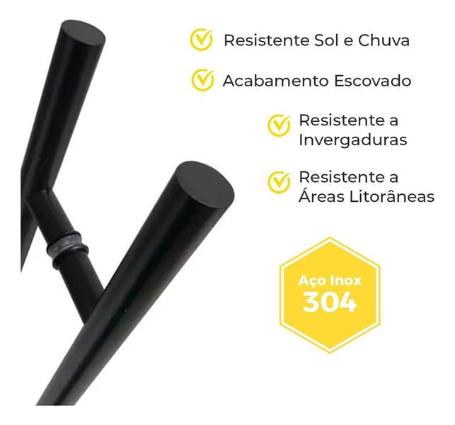 Imagem de Puxador Porta Pivotante H 40cm Aço Inox 304 Preto Escovado