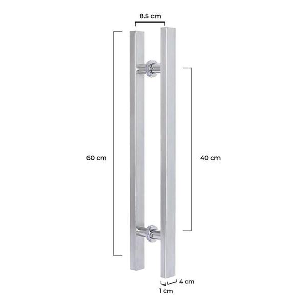 Imagem de Puxador Porta Pivotante Madeira Vidro 60cm Inox 304 Escovado