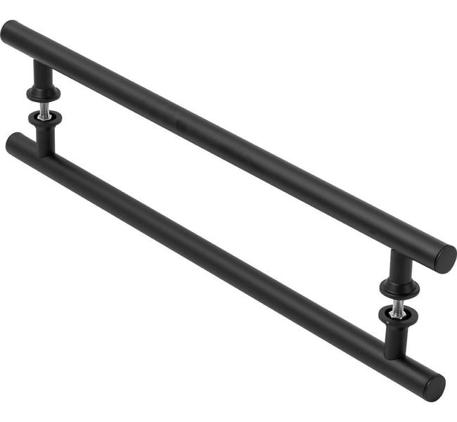 Puxador Preto Para Porta De Vidro E Madeira 60cm - MetalCromo Imagem de Puxador Preto Para Porta De Vidro E Madeira 60cm