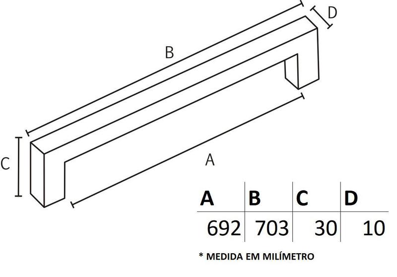 Imagem de Puxador Rezzo IL 811 - Escovado - 692MM